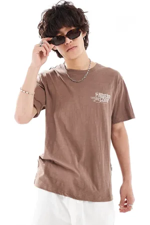 Rhythm – T-Shirt in meliertem Schokoladenbraun mit „Livin“-Print
