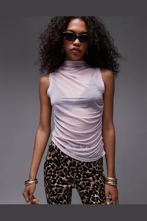 Topshop – Asymmetrisches, transparentes, ärmelloses Oberteil in