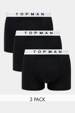 Topman – 3er-Pack Unterhosen in Schwarz mit weißem Taillenbund