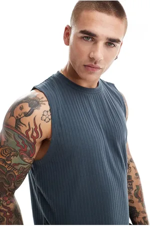 ASOS – Geripptes Tanktop in Anthrazit