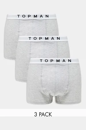 Topman – 3er-Pack Unterhosen in Grau meliert mit weißem Taillenbund