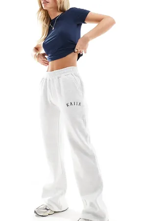 Kaiia Petite – Jogginghose in Hellgrau mit weitem Bein
