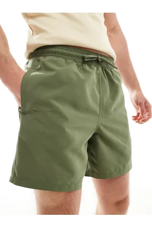 Chelsea Peers – Stückgewaschene Strand-Badeshorts in Khaki