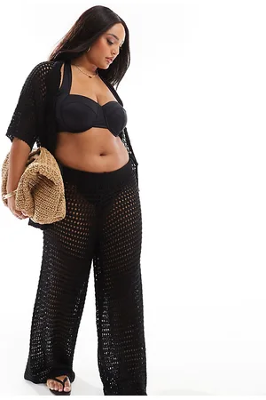 In The Style – Häkel-Hose in Schwarz mit weitem Schnitt, Kombiteil