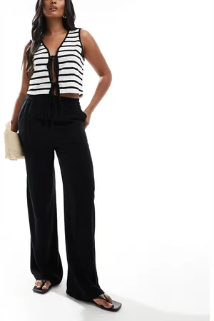 SELECTED Femme – Weite Hose in mit Leinenhaptik