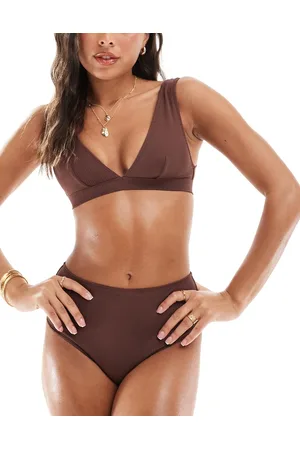 & OTHER STORIES – Gerippte Bikinihose in Dunkelbraun mit hohem Bund