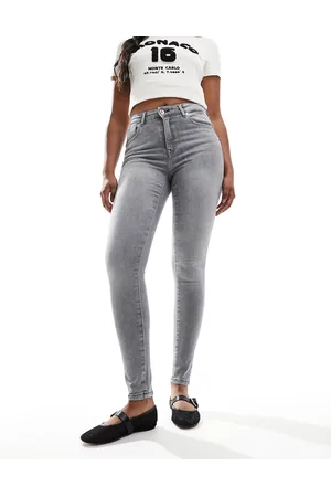 ONLY – Push-up-Röhrenjeans in verwaschenem