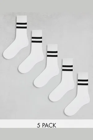 ASOS – 5er-Pack Sportsocken in mit schwarzen Streifen