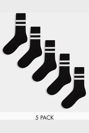 ASOS – 5er-Pack Sportsocken in mit Streifen in Weiß