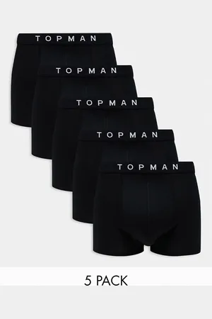 Topman – 5er-Pack Unterhosen in Schwarz mit schwarzem Taillenbund
