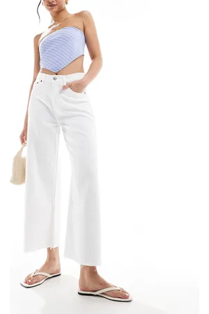Abercrombie & Fitch – Kurze Jeans in mit weitem Bein und offenem Saum