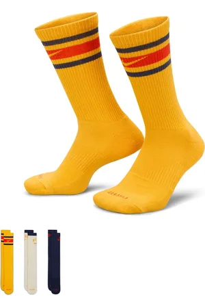 Nike – Everyday Plus – 3er-Pack Socken in Gelb, Weiß und Marine mit Retro-Logo