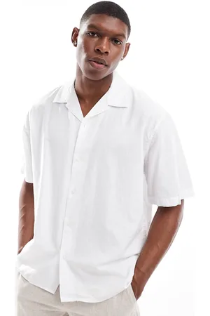 SELECTED – Oversize-Hemd aus Leinenmix in mit Reverskragen