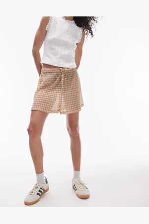Topshop – Strand-Boardshorts in Vichy-Crinkle-Optik
