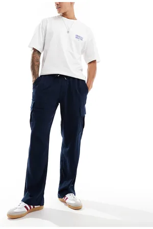 JACK & JONES – Weit geschnittene Cargohose aus Leinenmix in