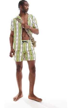 Hunky Trunks – Badeshorts in und Weiß mit gewellten Streifen, Kombiteil