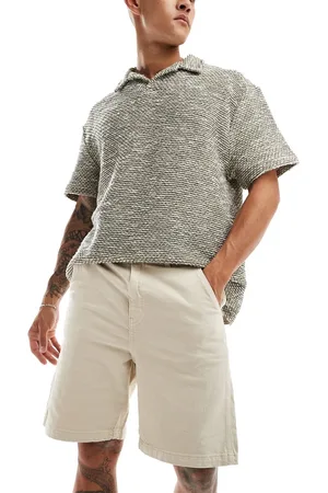 SELECTED – Carpenter-Shorts in Steinbeige mit lockerem Schnitt