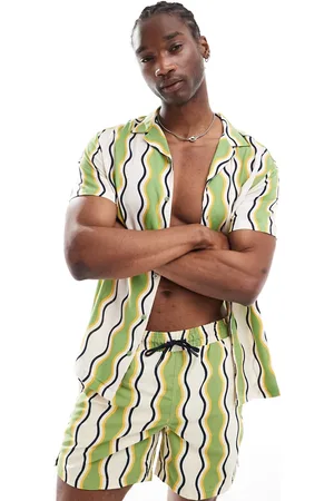 Hunky Trunks – Strandshirt in und Weiß mit gewellten Streifen, Kombiteil