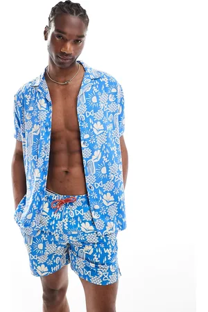 Hunky Trunks – Strandhemd in mit abstraktem Print, Kombiteil