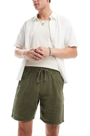 Only & Sons – Strukturierte Schlupf-Shorts in verwaschenem Khaki