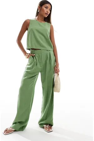 Abercrombie & Fitch – Sloane – Hose in aus Leinenmix mit weitem Bein, Kombiteil