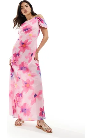 VERO MODA – Schulterfreies Maxi-Trägerkleid in mit Blumenmuster
