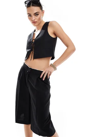 MANGO – Leinen-Shorts in mit Bund-Detail, Kombiteil