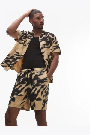 Topman – Plissierte Shorts in mit verschwommenem Blumenmuster, Kombiteil