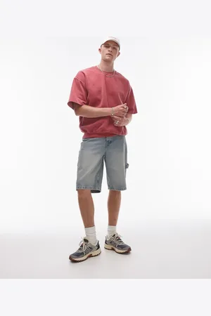 Topman – Kurzärmliges Sweatshirt in roter Vintage-Waschung