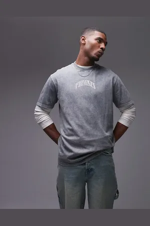 Topman – T-Shirt in verwaschenem mit extremer Oversize-Passform und „Promises“-Print