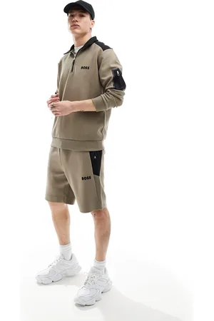 HUGO BOSS – Headlo – Shorts in Beige mit Logo