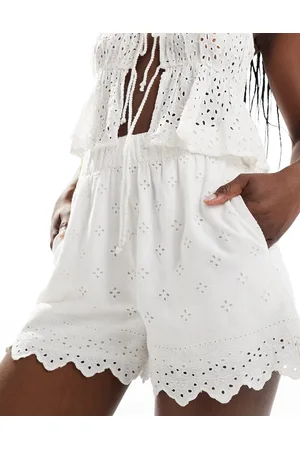 Abercrombie & Fitch – Leinenmix-Shorts in mit Ösendetails