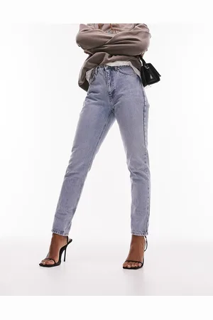 Topshop – Original – Mom-Jeans in Bleach-Waschung mit hohem Bund