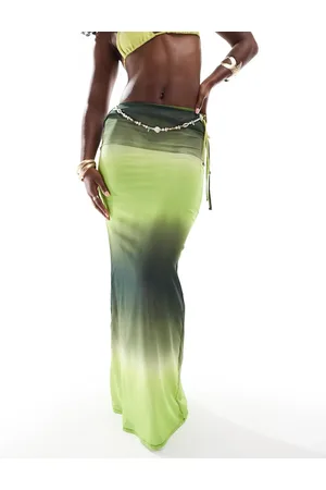 Aria Cove – Maxi-Strandrock aus Chiffon in mit Farbverlauf und seitlicher Schnürung, Kombiteil