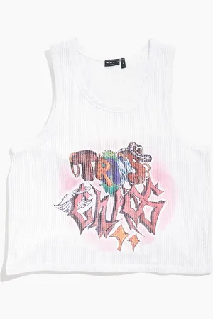 ASOS – PRIDE – Unisex-Trägertop aus grobem Netzstoff in mit Print auf der Brust