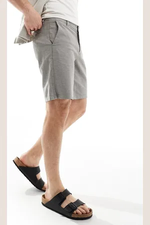Only & Sons – Chino-Shorts aus Leinenmix in Anthrazit