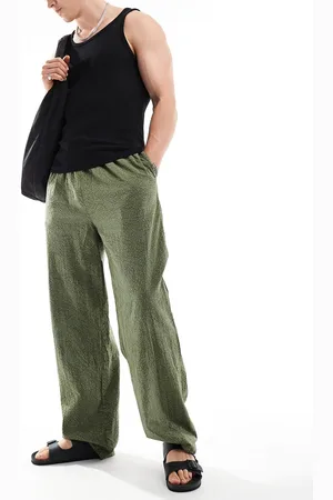 COLLUSION – Strandhose aus Leinen in Khaki mit Struktur