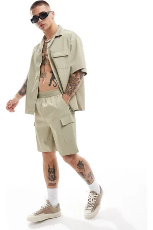 Sixth June – Strukturierte Cargo-Shorts in Beige, Kombiteil