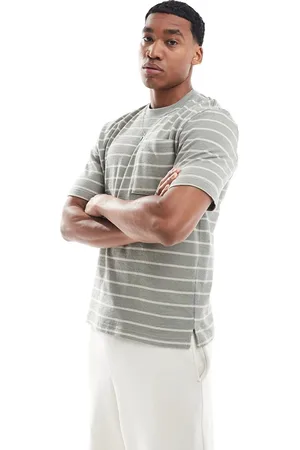 River Island – Gestreiftes T-Shirt in Salbeigrün