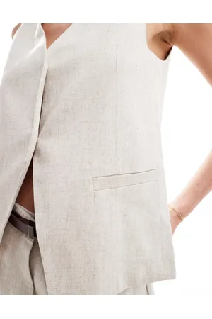 ASOS – Hochwertige Weste mit Leinen in Natur