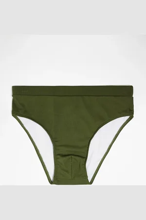 Reclaimed – Gerippte Badehose in Khaki