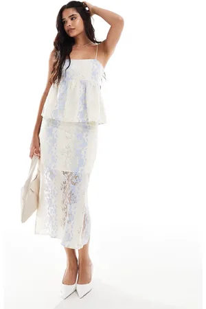 Object – Midirock in Creme aus Netzstoff, Kombiteil
