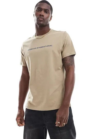 Barbour – Motored – T-Shirt in Steinbeige mit Logo