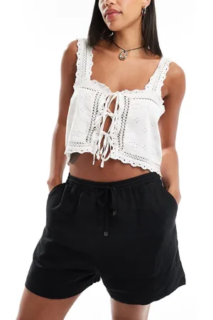MANGO – Lockere Shorts aus Leinenmix in mit Kordelzug