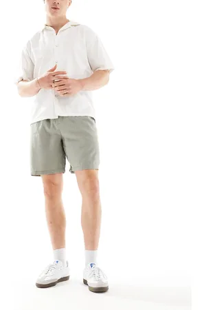 New Look – Leinen-Shorts in Khaki zum Hineinschlüpfen