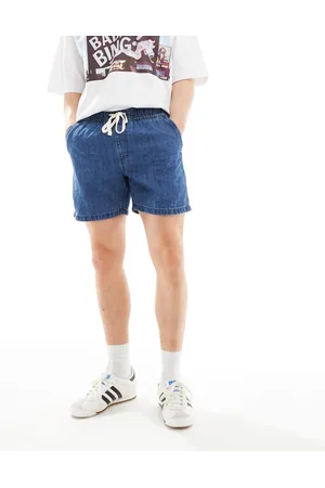 Cotton On Cotton On – Schlichte Shorts in indigoblauer Midstone-Waschung mit Tunnelzug in der Taille