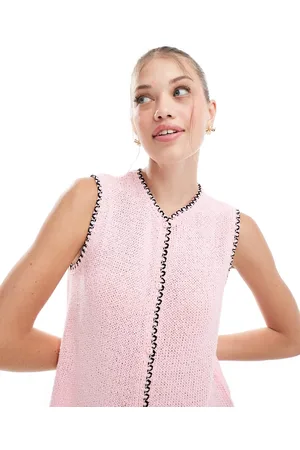 ASOS – Weste in mit Rundhalsausschnitt und Languettenstich