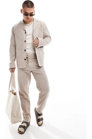 SELECTED – Lässige Seersucker-Jacke in Beige, Kombiteil