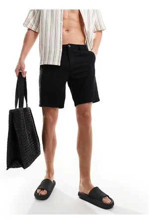 New Look – Shorts in schwarzer Leinenoptik
