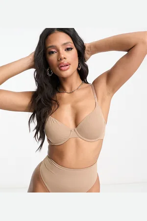Dorina – Evelyn B-F – Nicht wattierter Bügel-BH aus Materialmix in Hellbraun mit angenehmer Haptik